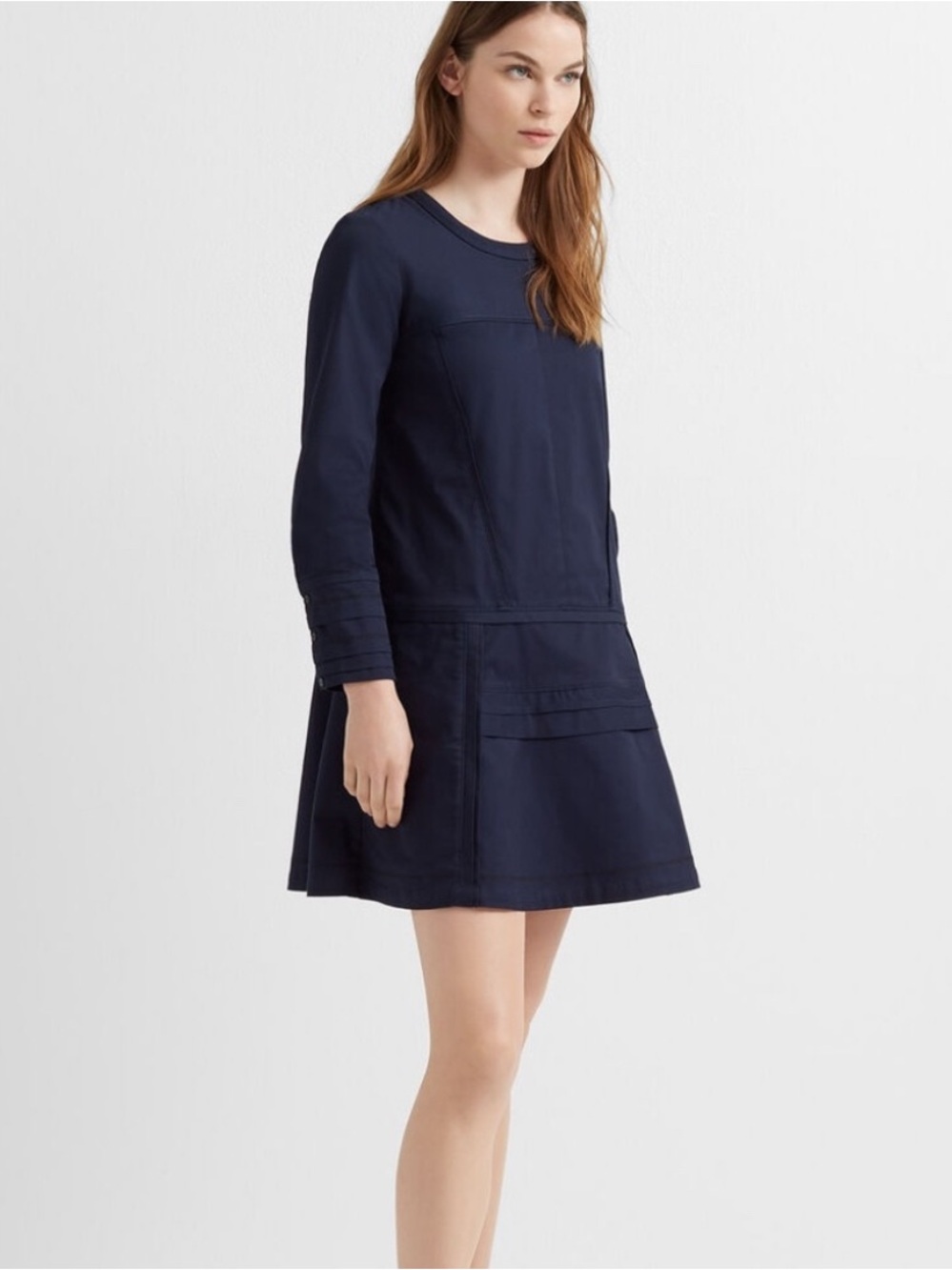 Club Monaco Navy Long-Sleeve A-Line Dress